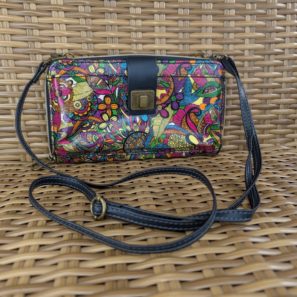 Sakroots Rainbow Spirit Desert Floral Coated Canvas Phone Crossbody Bag Wallet